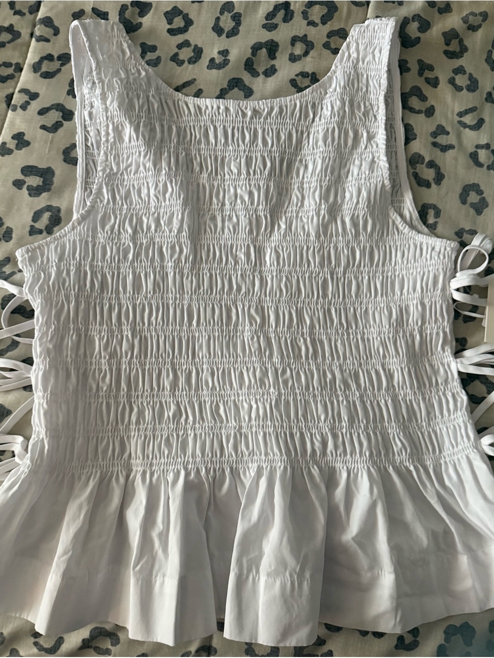 CeCe White Smocked Sleeveless Peplum Tank - Picture 1 of 4